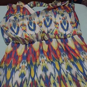 Multi colored cold shoulder dress